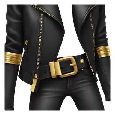 Black leather jacket and gold belt  sticker