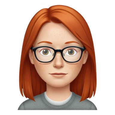 middle age Red head with freckleslong straight hair pale skin wearing glasses sticker