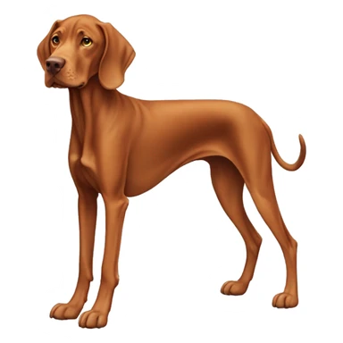 Old Vizsla dog. Standing. Side view. Looking forward.  sticker