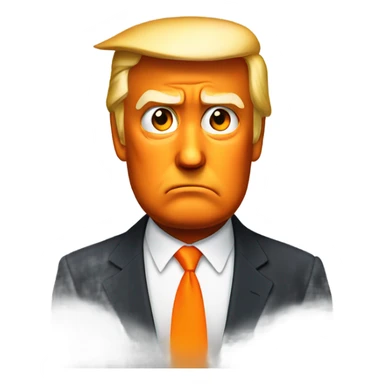 Frowning Donald Trump with orange skin sticker