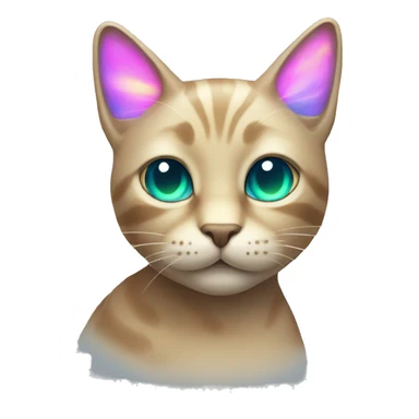 cat with glowing iridescent ears sticker