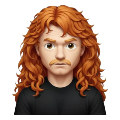 Ginger dave mustaine with curly hair and bangs sticker