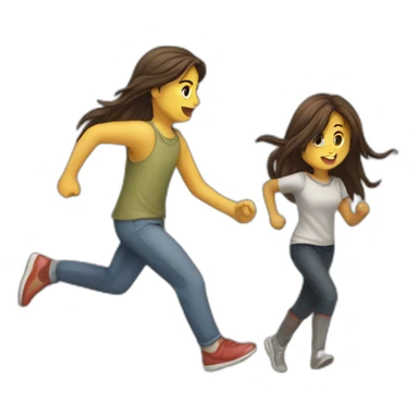 Girl running away from a dirty boy with long hair sticker
