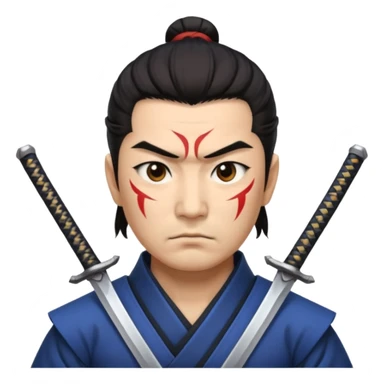 japanese sword master warrior face sticker