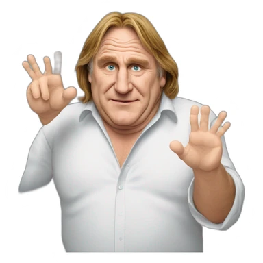 Gérard depardieu étonné les deux mains retourné vers le haut sticker
