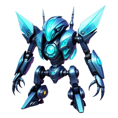  Epic legendary rare glowing mechanical Shiny sparkly transparent bioluminescent luminescent vibrant bright pastel dark exotic iridescent colorful gradients futuristic modern metallic glossy glittery fantasy-cyber-Fakémon-Vernid-mecha-creature sticker