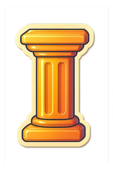 a straight horizontal and vertical pillar, art deco vintage style sticker