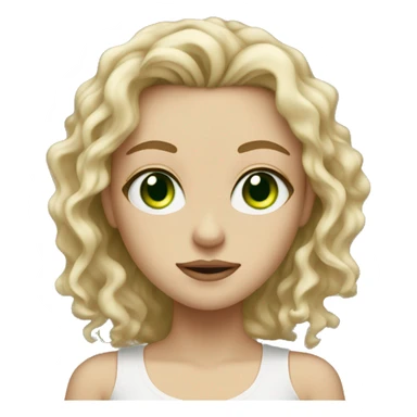white gir woth green eyes and dirty blonde wavy hair sticker
