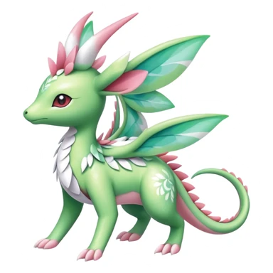 Shiny Exotic Cute Majestic Ethereal Sparkly Flygon-Sylveon-Shaymin-Meganium-Hybrid-Creature with white pattern-markings sticker