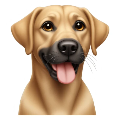 light brown lab dog with black stripes and dark muzzle and ears. blowing a kiss sticker