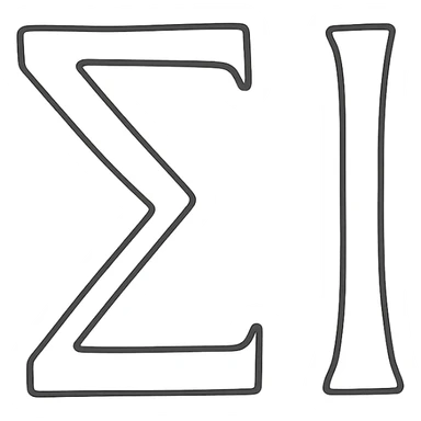 creative combination of Greek letters to symbolize eleven, hand-drawn black outline icon sticker