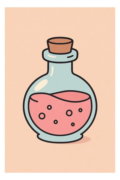 simple flat style potion bottle, cute, no personification sticker