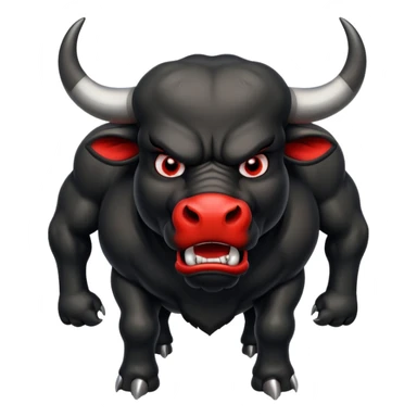 angry black bull preparing to charge with red eyes sticker