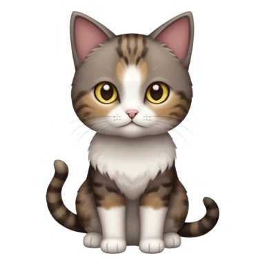 full body small short hair dark brown and white cat with hazel eyes sticker