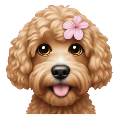  Cavapoo with light pink flower  sticker