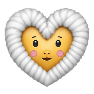 white fur heart, large locks of wool sticker