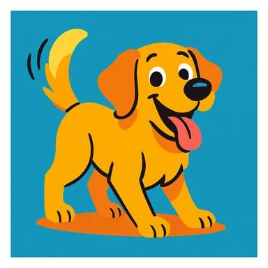 golden retriever, playful, wagging tail, cartoon style, simple background sticker