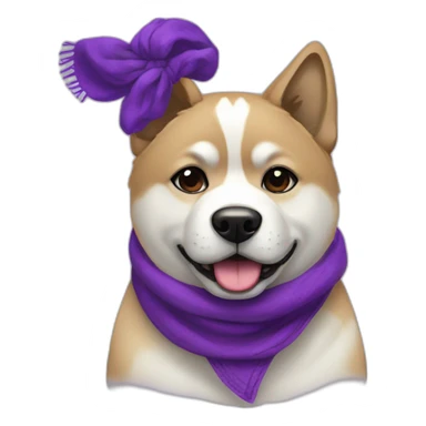 american akita with a purple scarf sticker
