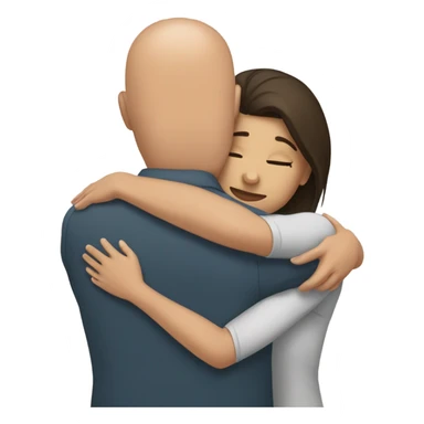 Comforting hug from brunette female to shorter bald male sticker