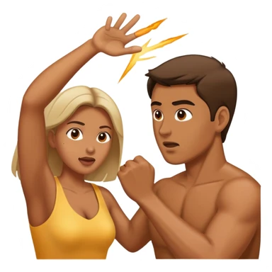 woman hitting man sticker