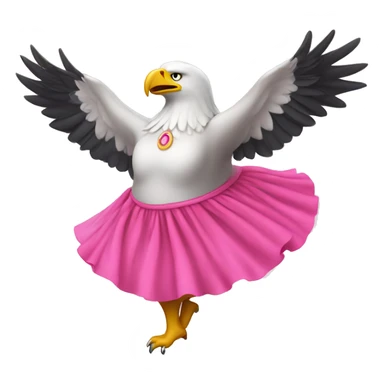 Fat eagle with a pink skirt dancing like a ballerina sticker