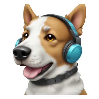 Cattle dog With headphones  sticker