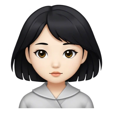asian girl with fair skin and layered black hair plus black eyes sticker