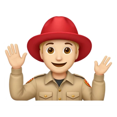 smiling emoji waving with a red Spanish cordobés hat sticker