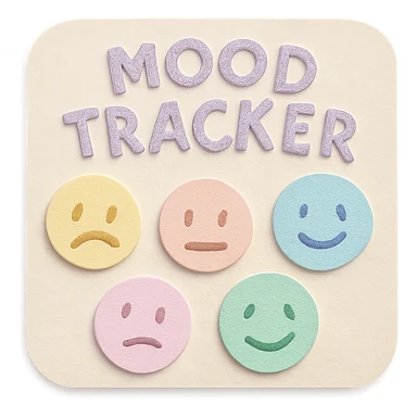 soft pastel mood tracker with pastel round smiley faces, paper craft style, soft pastel colors sticker