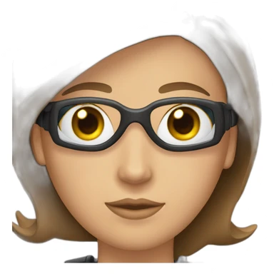 scubadiver woman, with brown, long and staright hair and black suit and Pink dive mask in her blue eyes sticker