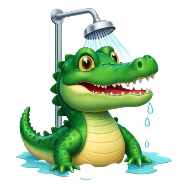 Cute crocodile is showing under the shower  sticker