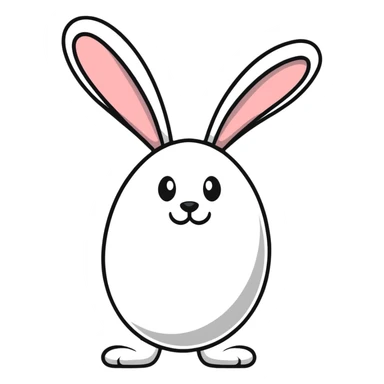 A white egg with bunny ears popping out sticker