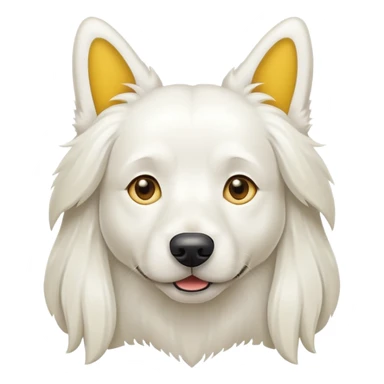 A long-haired white dog with yellow ears sticker