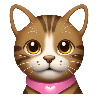 cute adorable brown tabby cat with a pink heart collar  sticker