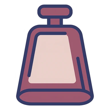 maroon cowbell, flat illustration, minimal details sticker