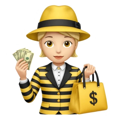 A Robber that just robes a bank** and that has yellow and black stripes that has a bag qith money inside with a chapeau sticker