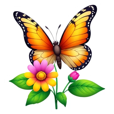 Butterfly on flower sticker