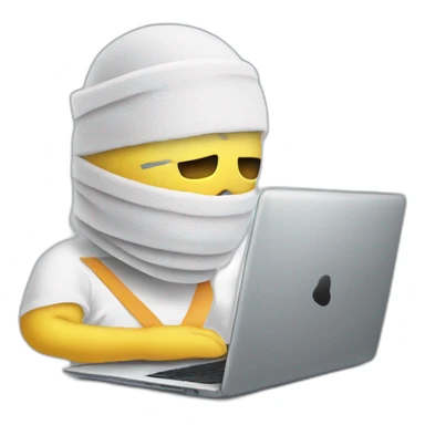 Hurt laptop with head bandages sticker