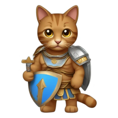 brown cat dressed as an greek hoplite sticker