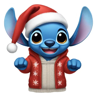 Stitch wearing a Christmas hoodie sticker