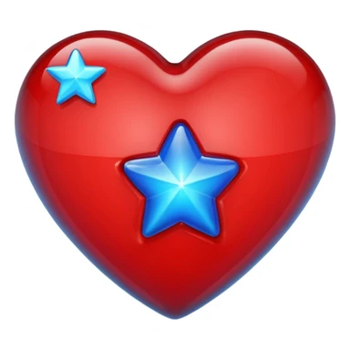 A red glass 3D heart with a bright blue star inside sticker