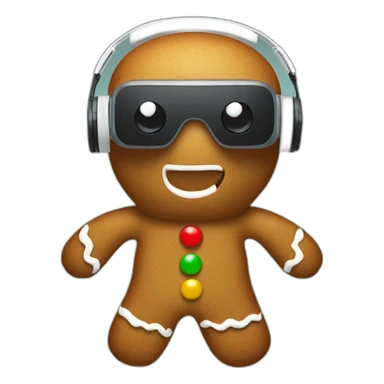 gingerbread man christmas in vr headset sticker