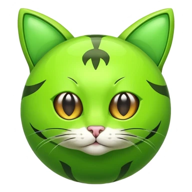 Cute green ball with cat ears with wheels sticker