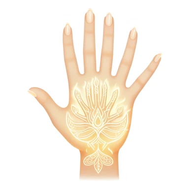 ethereal glowing hand with intricate palm lines and mystical symbols sticker