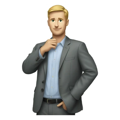 White male standing on money sticker