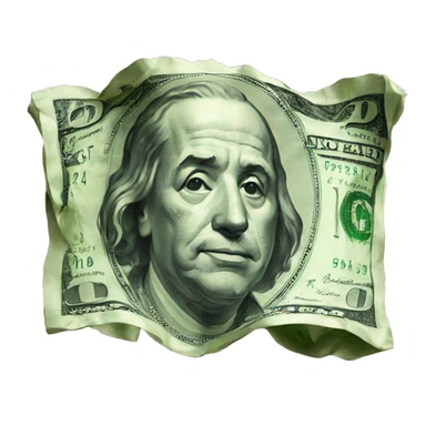 crumpled dollar sticker
