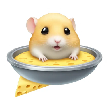 alien hamster in a ufo abducting cheese sticker