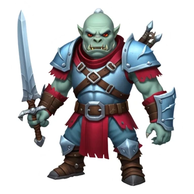 
Fantasy Christmas orc legion soldier icon, iron tundra army theme, heavy winter armor, disciplined brutal look, icy blue steel armor with deep crimson accents, frozen metal texture, cold winter atmosphere, male variant sticker