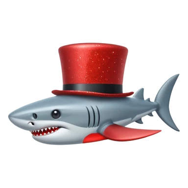 red glitter top hat shark sticker
