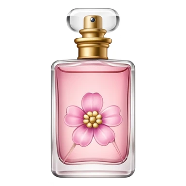 a rectangular glass bottle of perfume from which perfume is sprayed, without other additional objects sticker